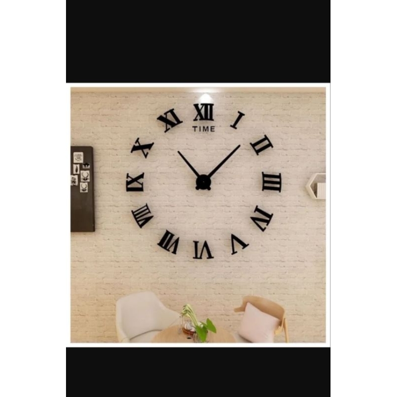 COD jam dinding jumbo tempel tembok Romawi black hening modern