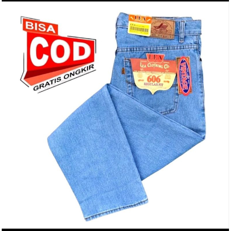 the next original CELANA JEANS PRIA MERK LEA 606 warna biru mudah