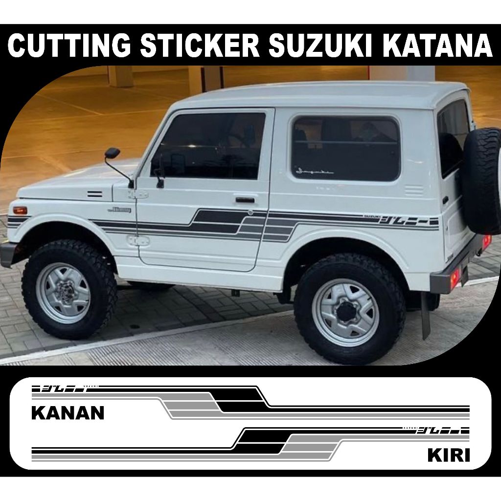 Cutting Sticker Mobil Suzuki KATANA Lis Tulisan Jepang Kanji