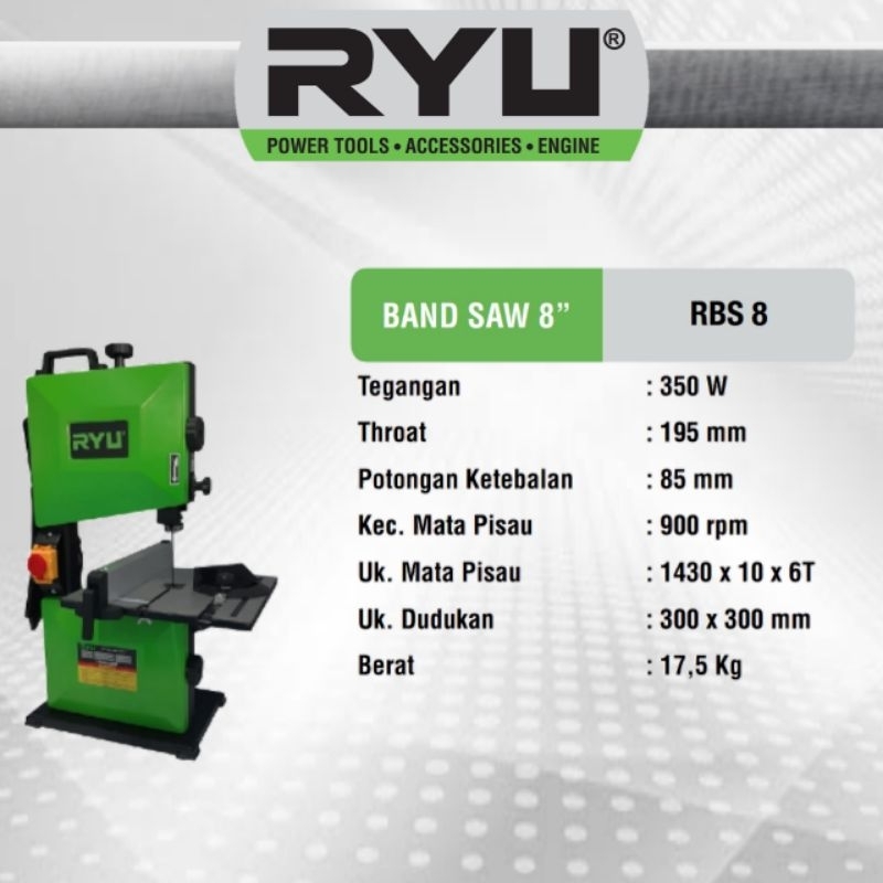 RYU BAND SAW 8 " / MESIN PEMOTONG KAYU / RBS 8