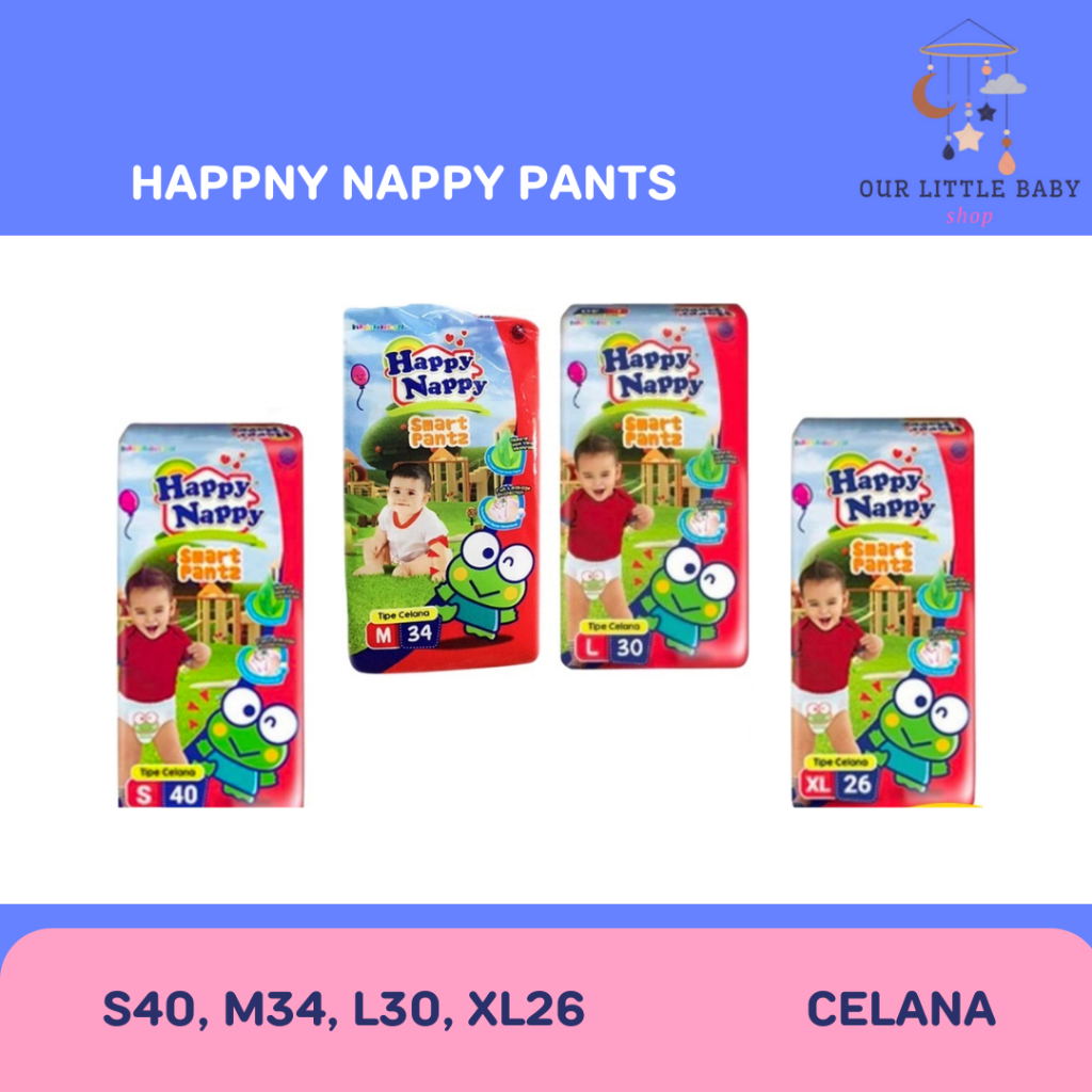 HAPPY NAPPY SMART PANTS S40 M32 L28 XL24 POPOK CELANA HAPPY NAPPY PAMPERS