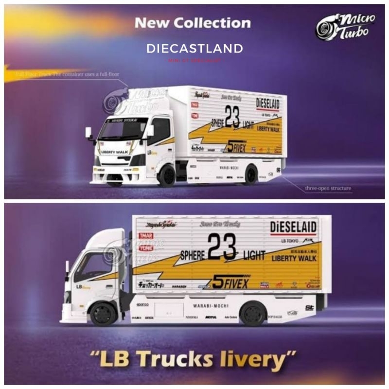MICRO TURBO 1/64 LB-Racing Trucks LBWK Livery Limited Edition Truck Flatbed Tow Truck Miniature Car 