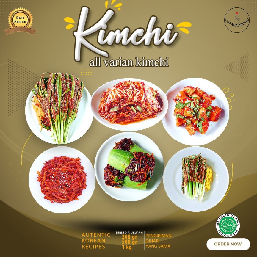

FNP965 Terkece SeRI Kimchi Halal 1 gr Korea Sawi Lobak Slice Daun Bawang Kucai Perilla