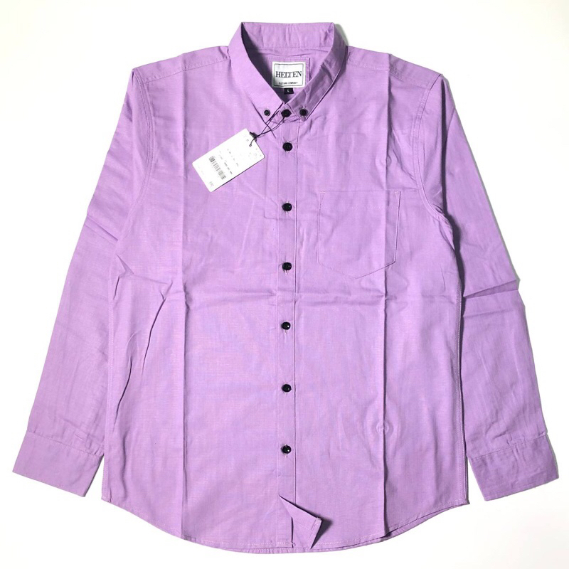 kemeja pria lengan panjang basic polos WARNA LILAC premium shirt lilac