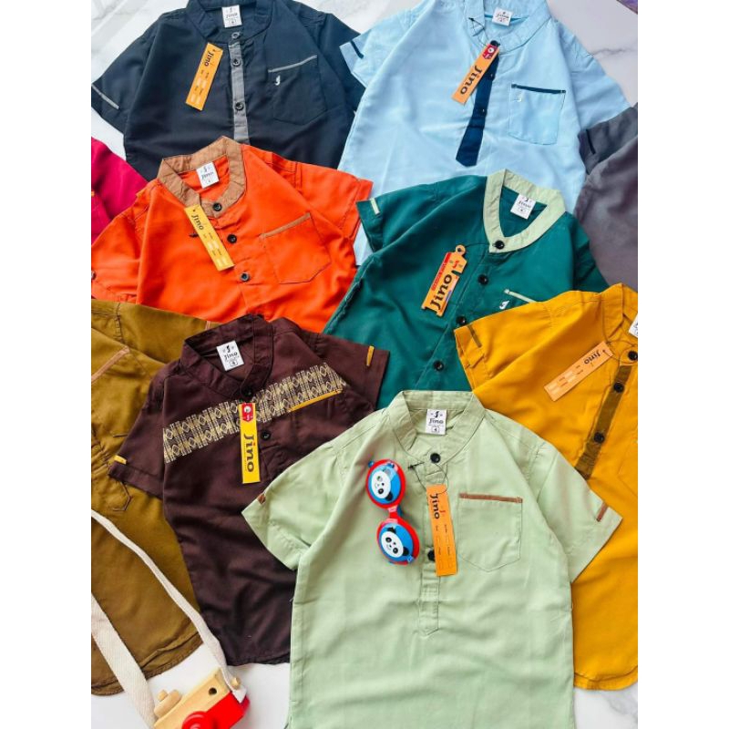 2-9 th Atasan Koko Kurta Anak Katun Jino Pilih Warna
