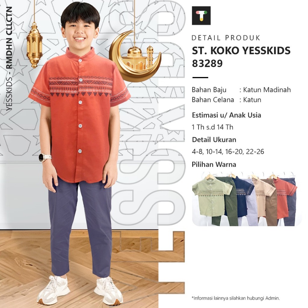 GROSIR 3set Setelan Koko CELPAN YESS KIDS 468 (3-5th)/Baju Koko Anak/ Pakaian Muslim Koko