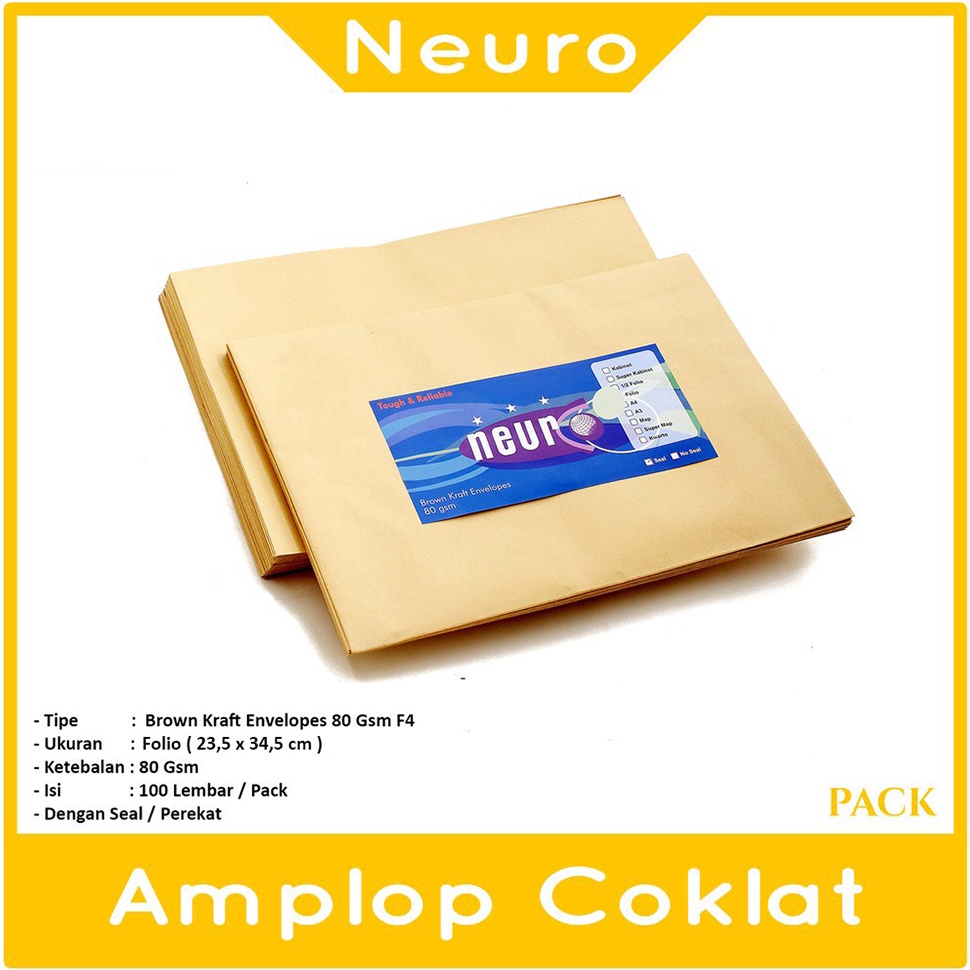 

Big Sale NEURO Amplop Coklat Ukuran Folio Dengan Seal Pack 8I