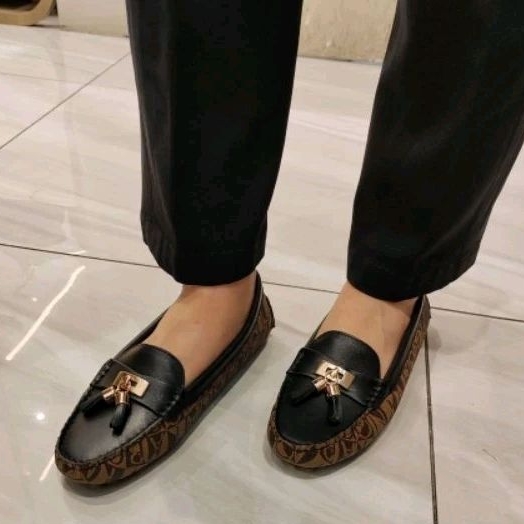 sepatu wanita bonia original flat shoes hitam monogram new arrival