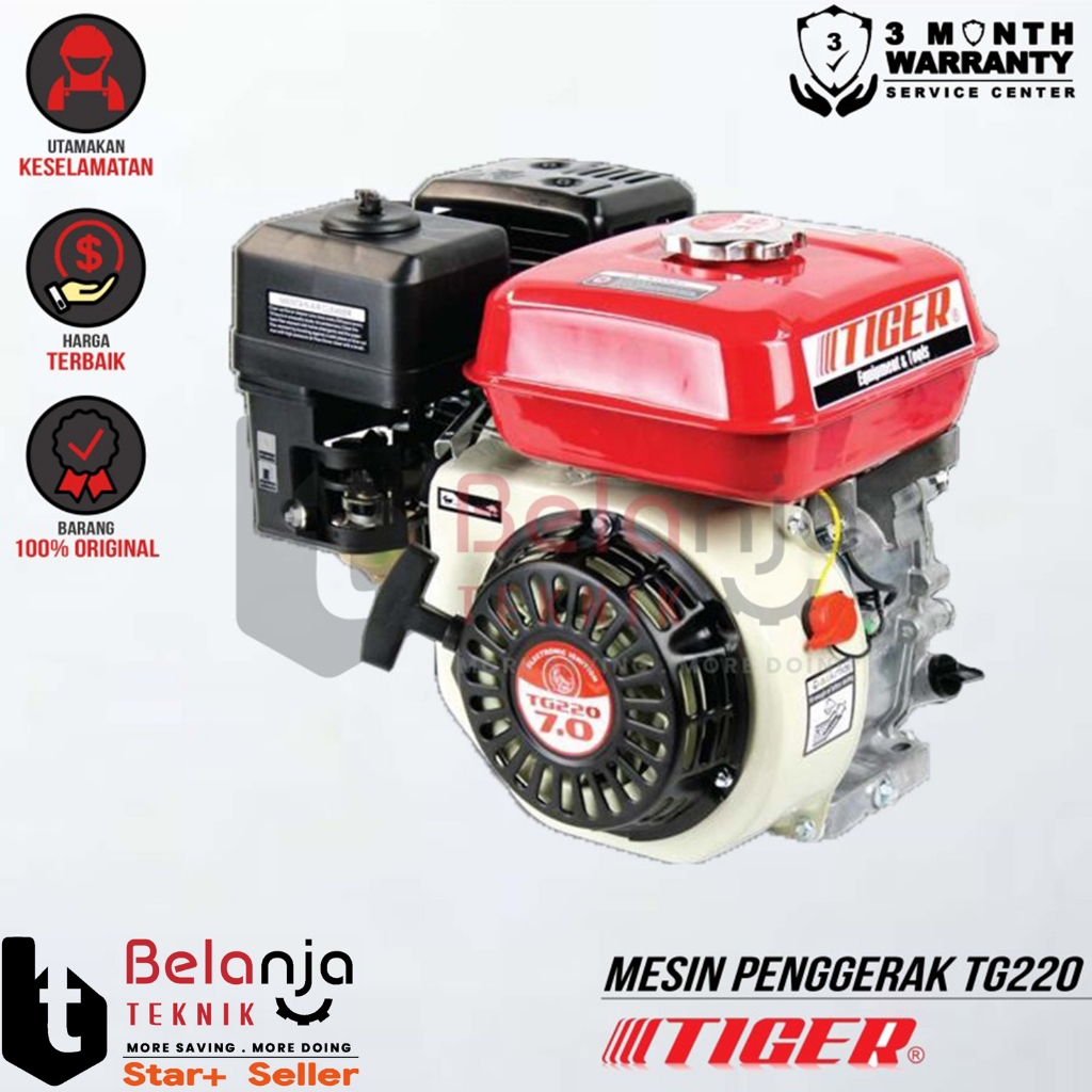 Tiger Mesin Penggerak Serbaguna TG 220 GX 220 7 Hp Engine Bensin GX220 TG220 7Hp