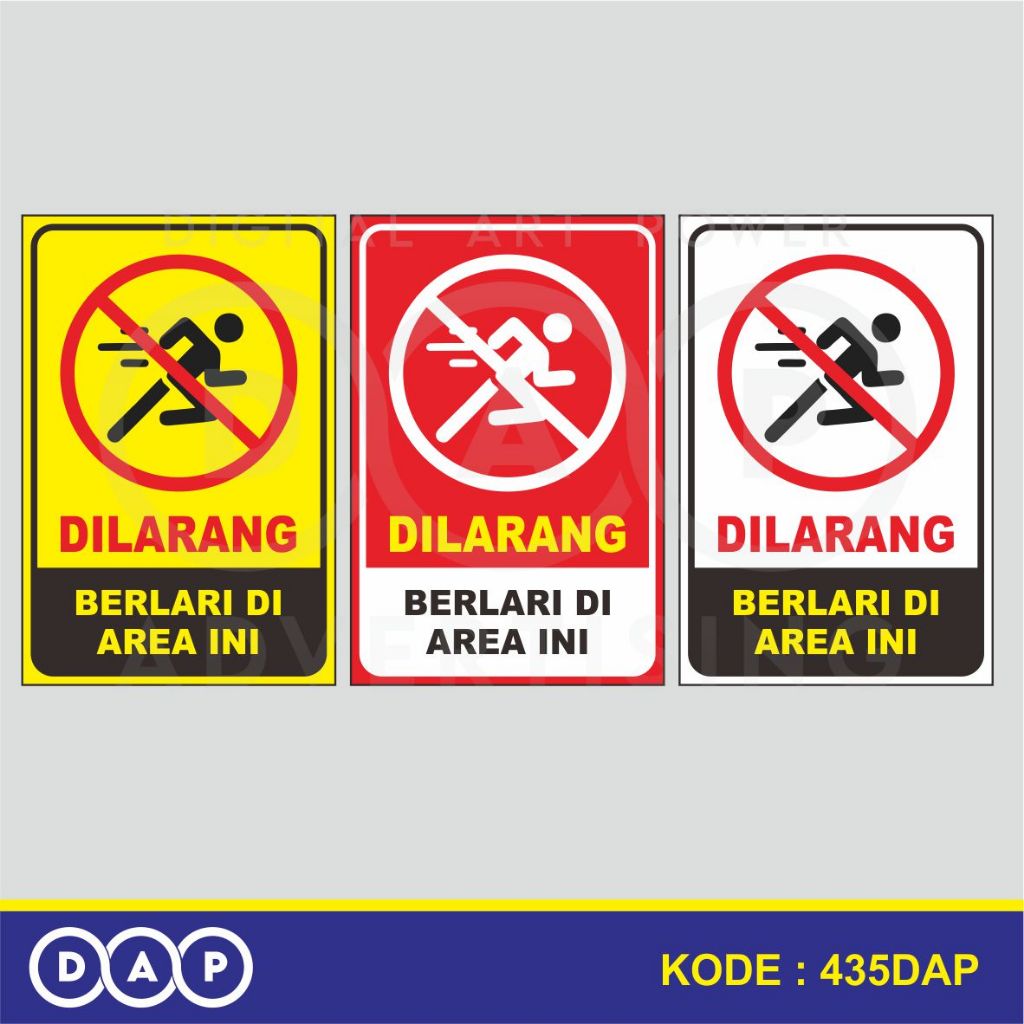 

435 - STIKER DILARANG BERLARI DI AREA INI - 20 X 30 CM - VYNIL - TERBAIK