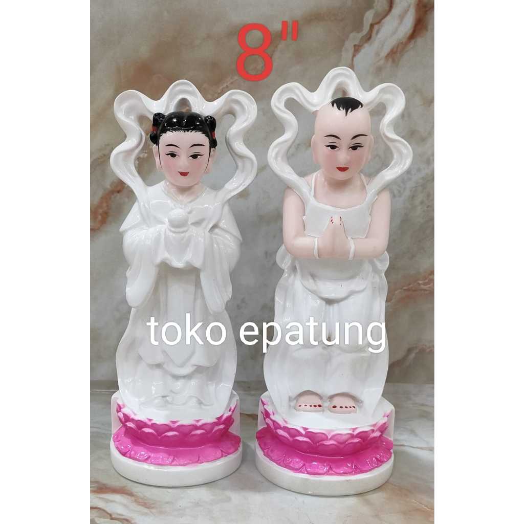 patung pengapit dewi kwan im / kwan in -fiber -8 inch - putih