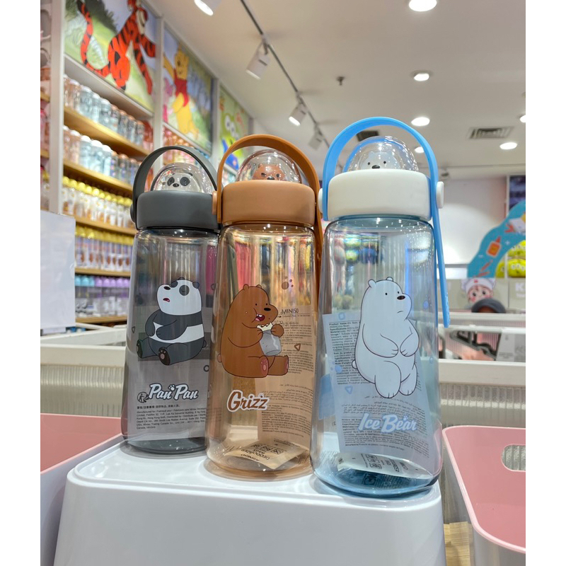 Official BALI MINISO Botol Minum We Bare Bears Plastic Cool Water Bottle Botol Air Minum Ice Bear Pa