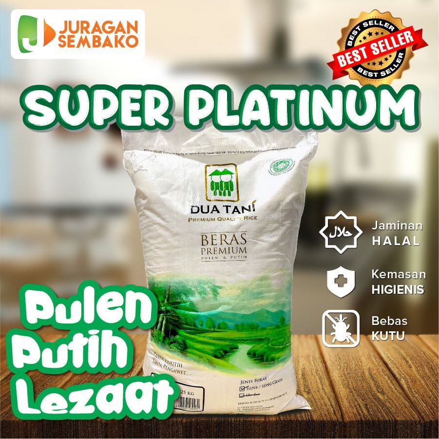 

Beras Premium Super Platinum Dua Tani 25kg – HALAL-Pasti Pulen