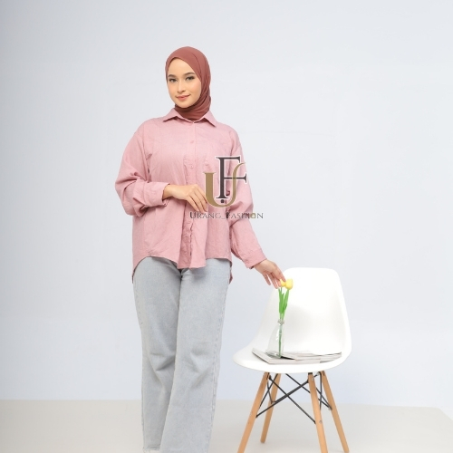 urang_fashion-Shirt Kemeja Wanita Oversized // Atasan Wanita Blouse Polo Linen Premium Import //