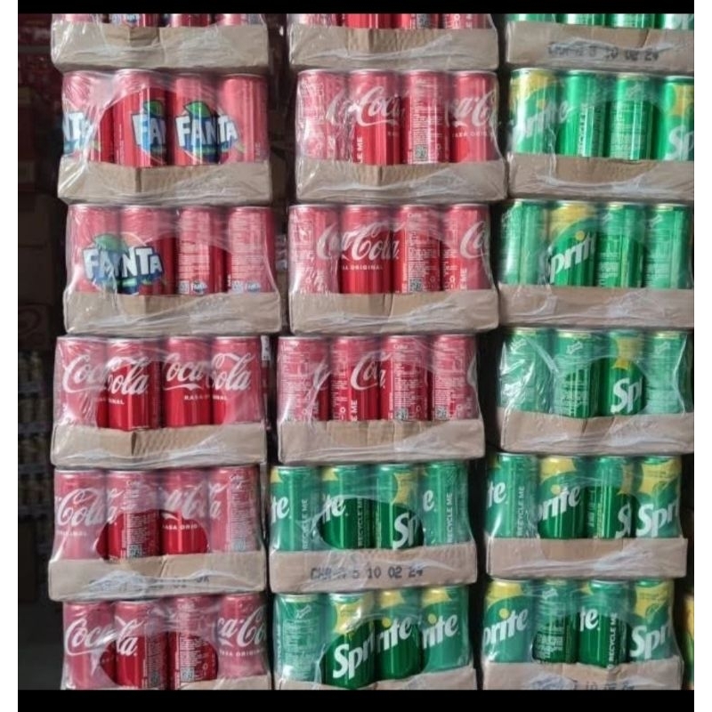 

Minuman kaleng coca cola / sprite / fanta 250ml isi 24 klg (1 dus)