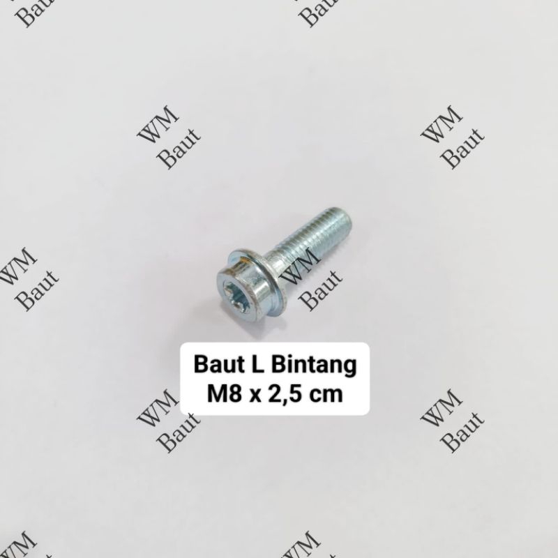 3pcs Baut 12 L Bintang Panjanh 2,5cm 8x25 M8x25