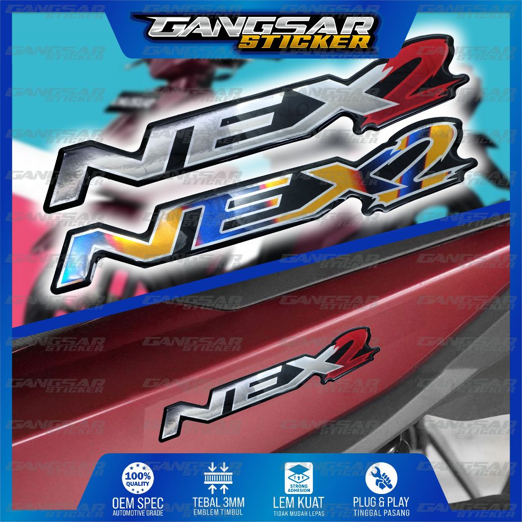 emblem timbul suzuki nex 2/ stiker timbul nex II/ emblem suzuki nex 2 / emblem timbul nex two/ emble