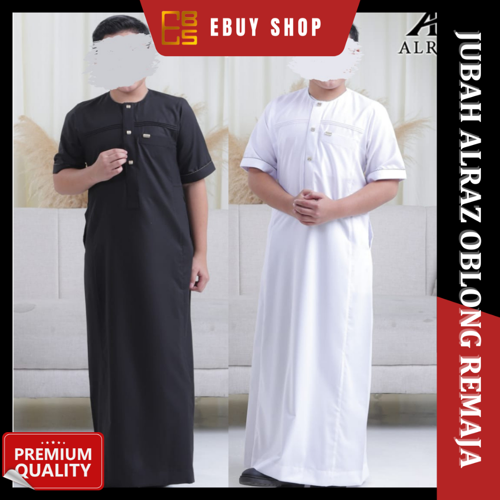 PREMIUM JUBAH OBLONG REMAJA ALRAZ / Jubah Ikaf Oblong remaja Lengan Pendek /GAmis Al Raz Anak / Gami