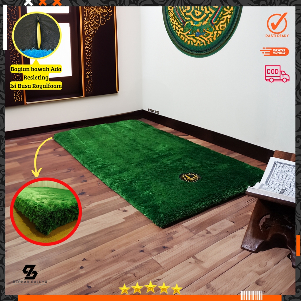 Sajadah Bulu Rasfur 115x65x4.5cm /non anti slip/ Empuk ISI BUSA SUPER motiF kabah ka'bah..SPB
