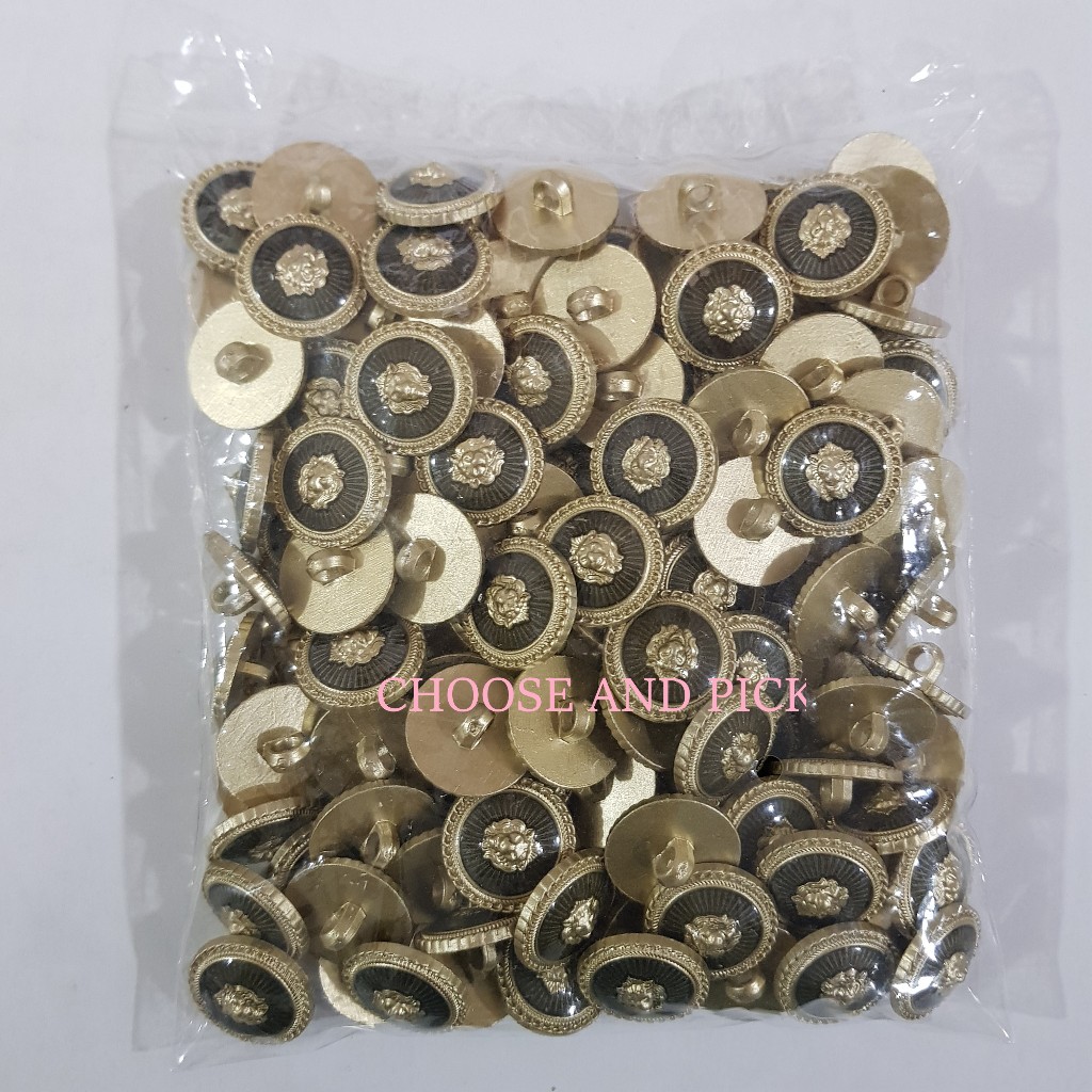 Kancing Jas Motif Singa Rosegold Ukuran 24L (1.5cm) dan 34L (2,2cm) / Kancing Jas Motif Cembung Rose