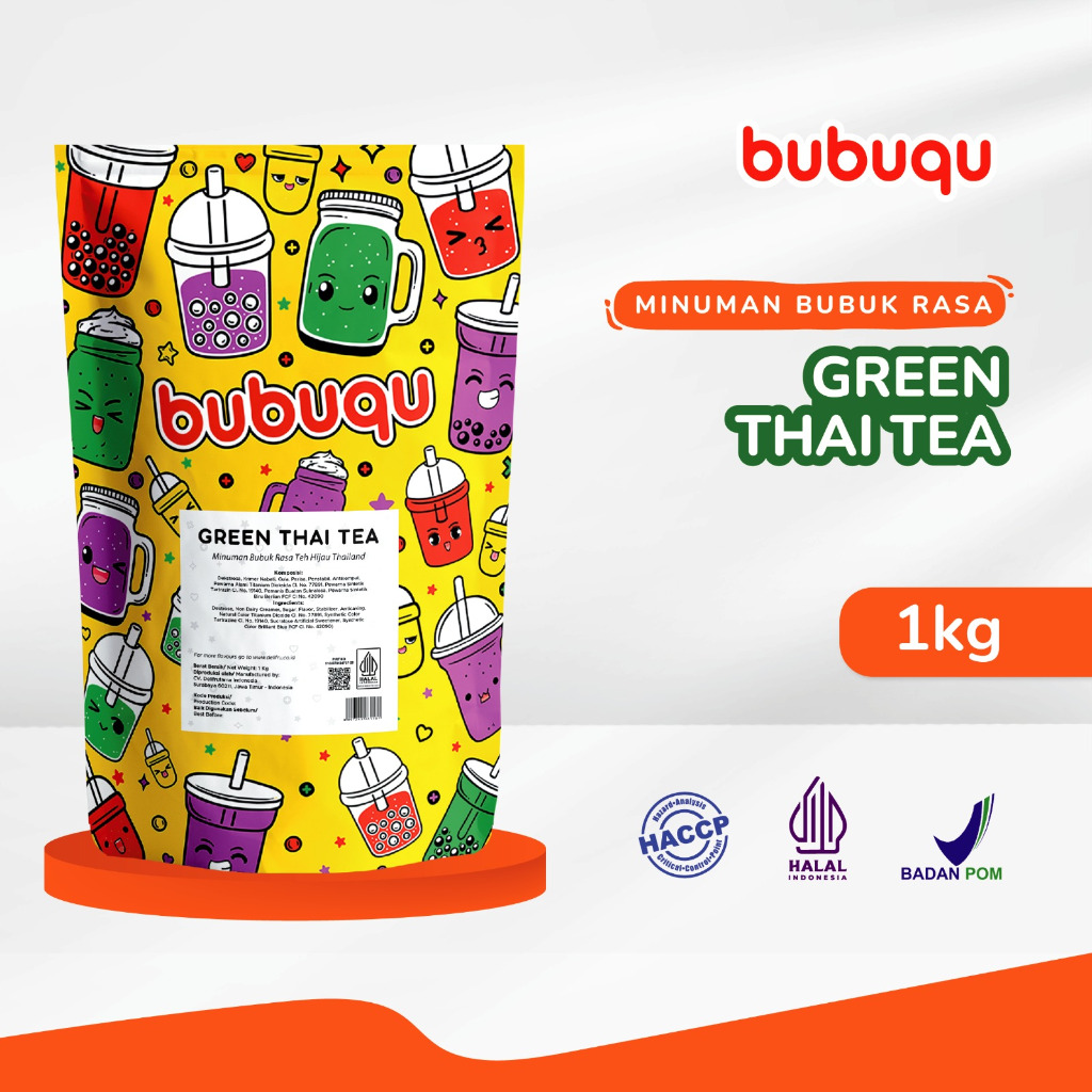 Powder Drink Green Thai Milk Tea Bubuqu 1 Kg - Bubuk Minuman Teh Susu Hijau