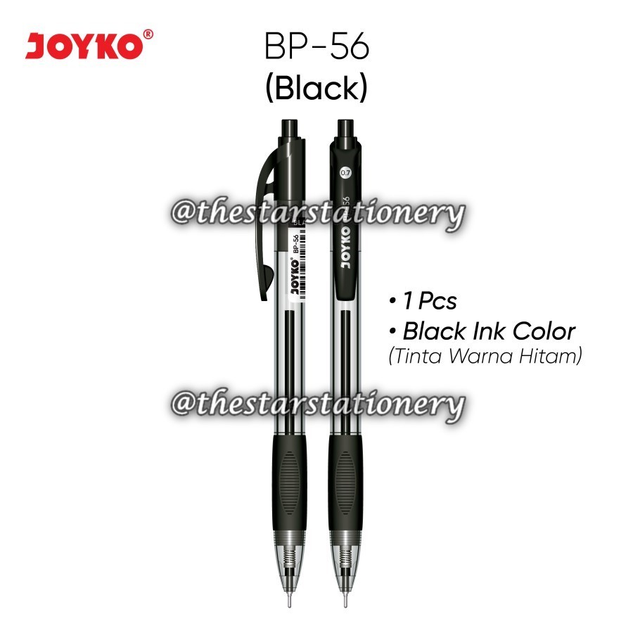 

(1 Biji) GROSIR Bolpen Joyko BP-56 0.7 mm Hitam / Pulpen Pena Joyko BP56 0.7 mm / Joyko BP 56