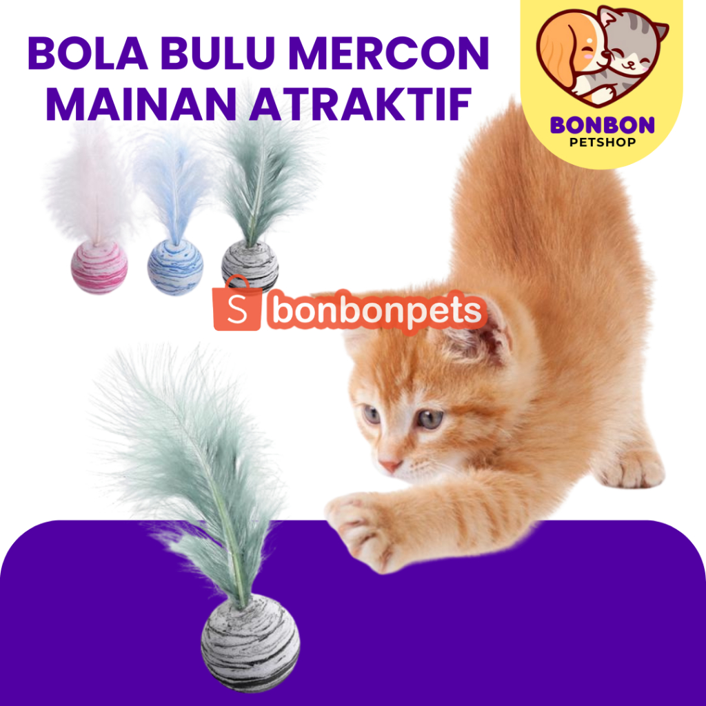 Mainan Kucing Anjing Mainan Bola Kecil Mainan Bola Atraktif Mainan Bola Bulu Kucing Pelangi Mainan B