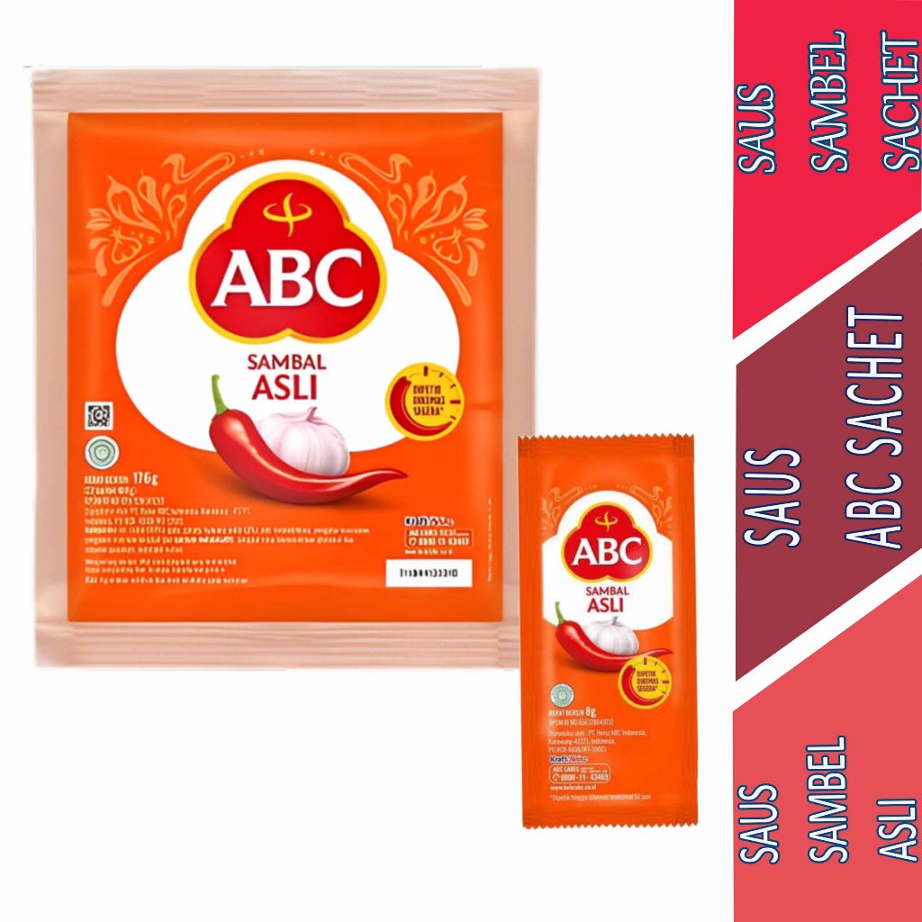 

Saos Sambel Sachet - ABC Sauce - Saus Sambal Asli - 176gr