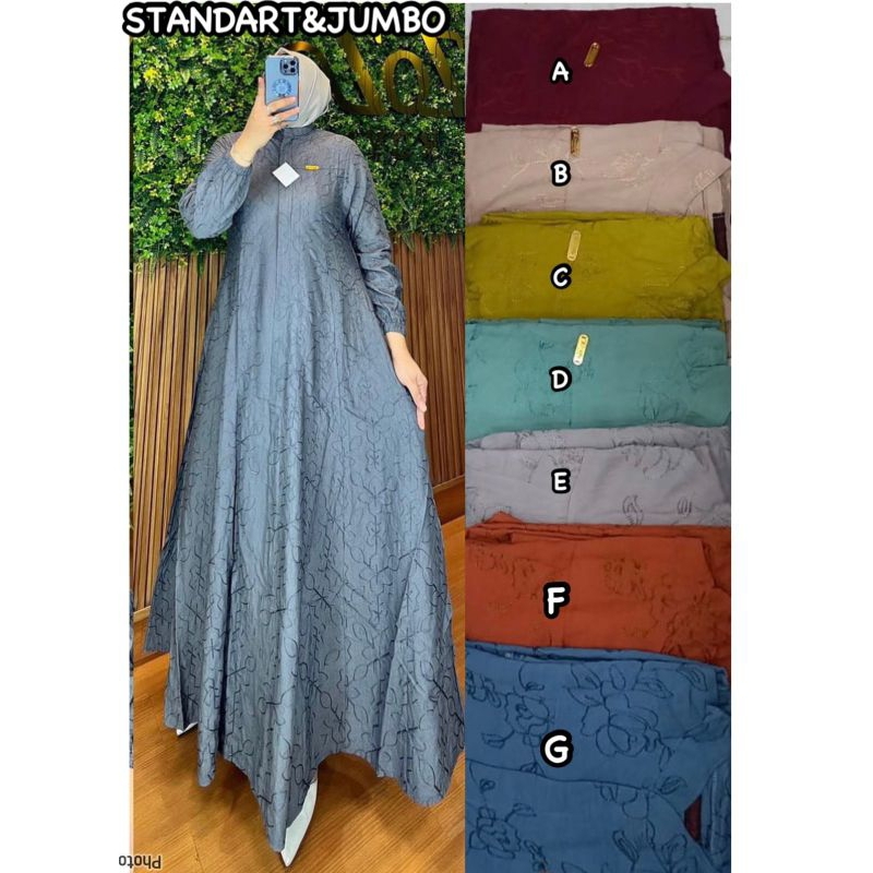 GAMIS ABAYA POLO LINEN BORDIR PREMIUM ADA UKURAN JUMBO