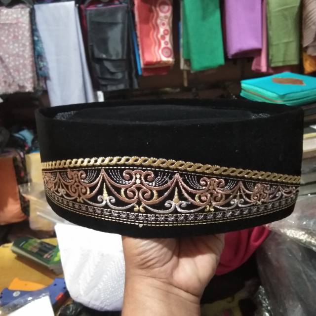 ✔️READY Kopyah Peci Motif Bordir / Songkok Motif / Songkok Hitam Bordir / Peci Tinggi 9