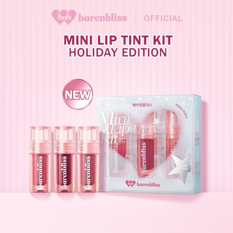 Barenbliss Peach Punch Mini Lip Tint Kit (3 pcs) Holiday Edition