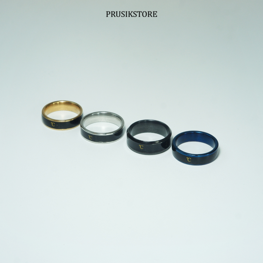 Cincin Suhu Pria Cowok Wanita Keren Titanium Anti Karat