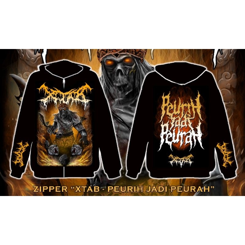 Zipper XTAB - PEURIH JADI PEURAH jaket Hoodie xtab sundanese deathmetal