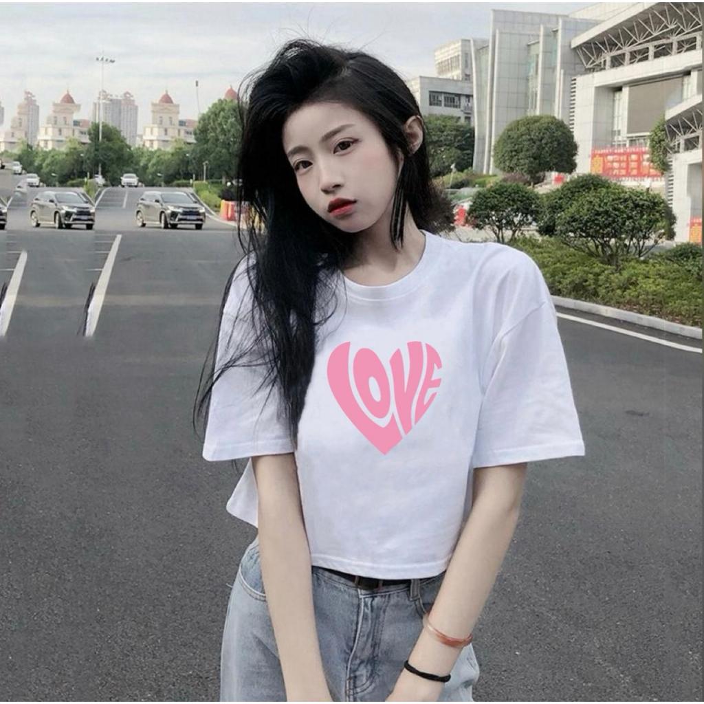 KAOS CROP TOP OVERSIZE /CROP TOP KOREA/CROP WANITA TERBARU/CROP MOTIF GAMBAR/CROP TEE