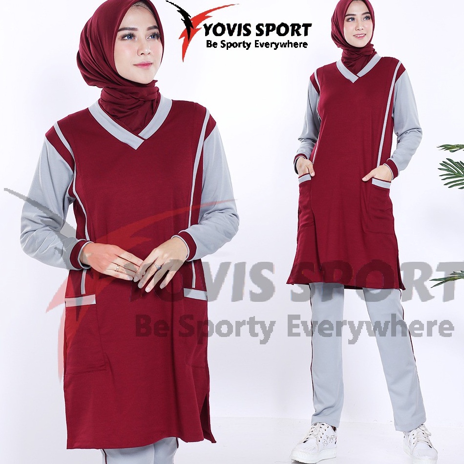 Terlaris Stelan tunik jumbo termurah baju senam ternyaman Yovis Sport  setelan tunikSetelan senam mu