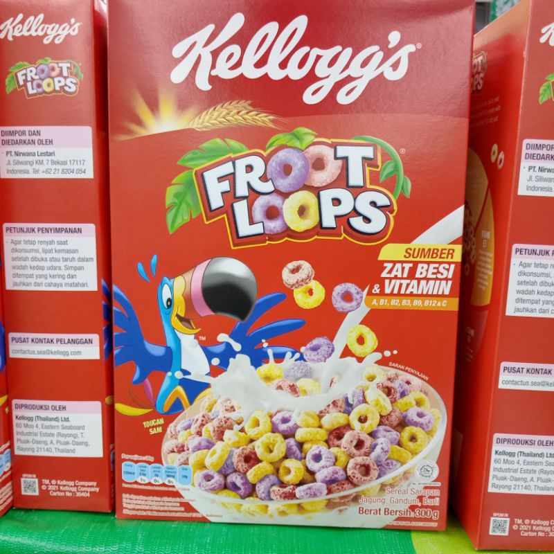 

Kelloggs Froot Loops Sereal Sarapan Jagung, Gandum, dan Barli 300gr