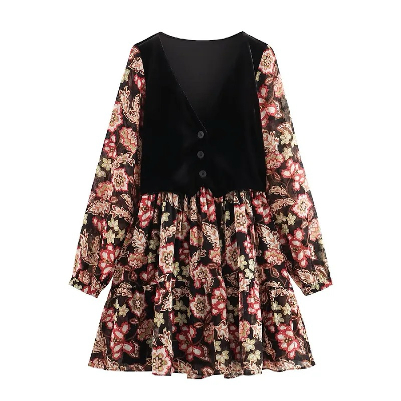 Dress velvet klasik retro Korea DSJT2031410J074