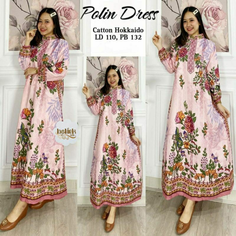 NOOZ dress katun hokkaido ld 110 pb 132 dress lebaran gamis bunga silk import bkk original by Nooz