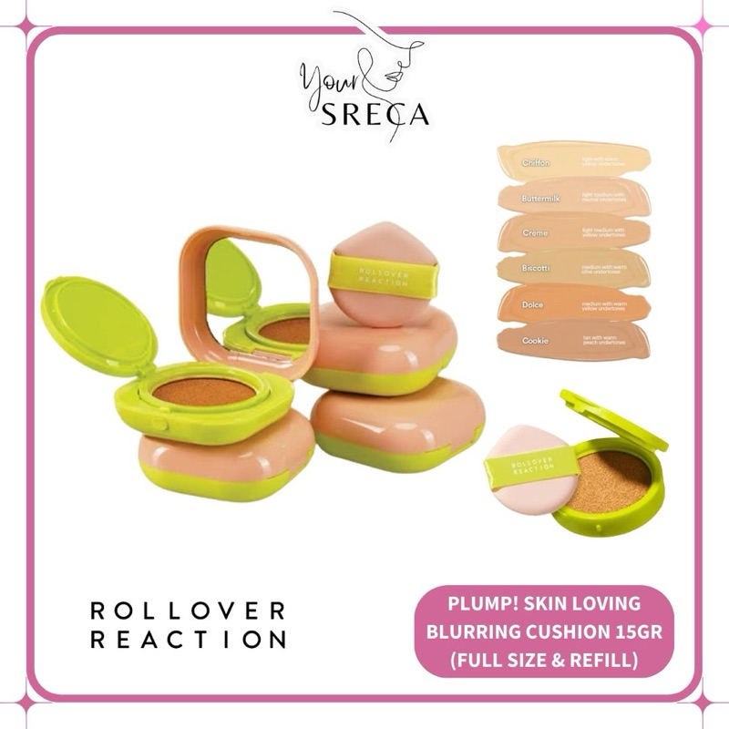Rollover Reaction PLUMP! Skin-Loving Blurring Cushion SPF 29 PA+++ FULL SIZE & REFILL