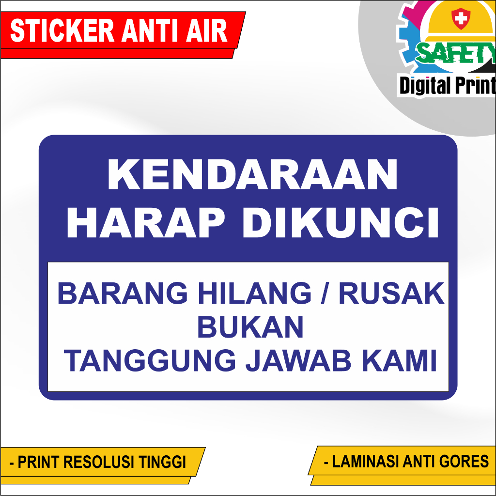 

STIKER KENDARAAN HARAP KUNCI