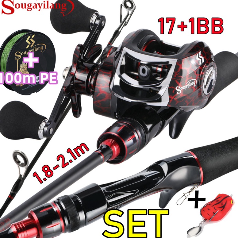 Chekout Sougayilang Joran Pancing Set 18M 21M Ultra Light Carbon 1kg 721 191BB joran Casting Set Jor