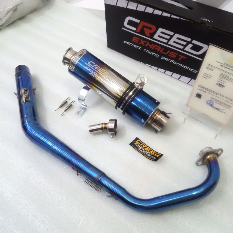 Knalpot Racing CREED exhaust type DS Blue for CBR 150 R Facelift CB 150 R R15 v1-v3 VIXION SATRIA FU