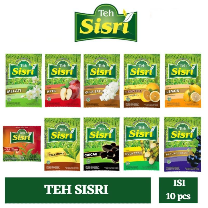 

Teh Sisri Gula Batu Renceng 10pcs x 8Gr / Minuman Sachet Teh Sisri isi 10pcs