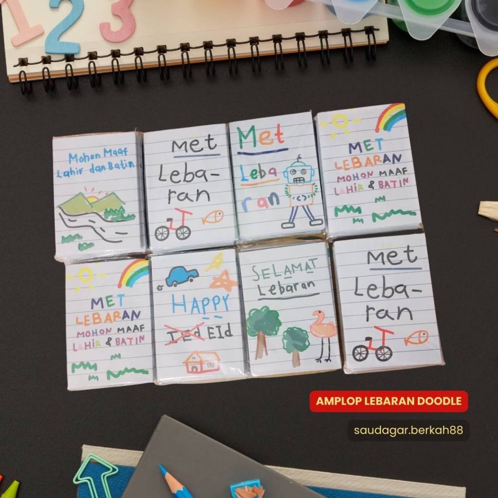 

(Isi 5 lbr) AMPLOP LEBARAN IDUL FITRI - seri Doodle