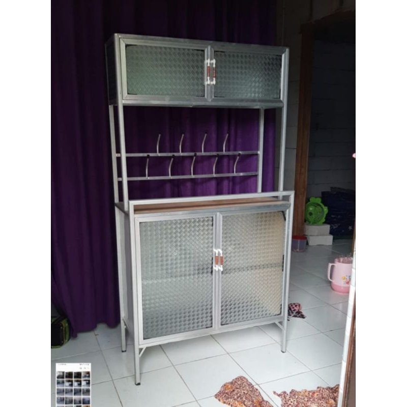 Rak piring Alumunium Kaca minimalis