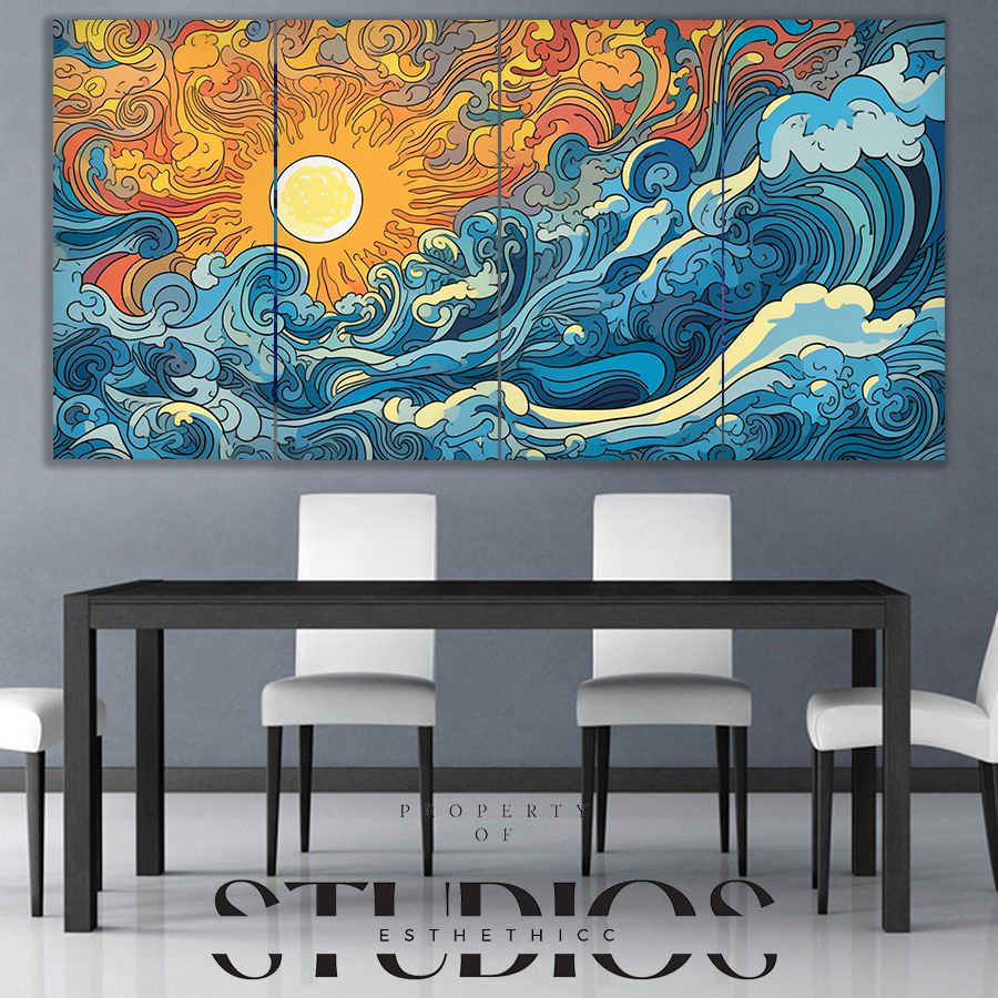 #BIGART53 WALL DECOR OMBAK GELOMBANG LAUT MATAHARI JEPANG JAPAN JAPANESE CHINESE CHINA ART WORK TSUN