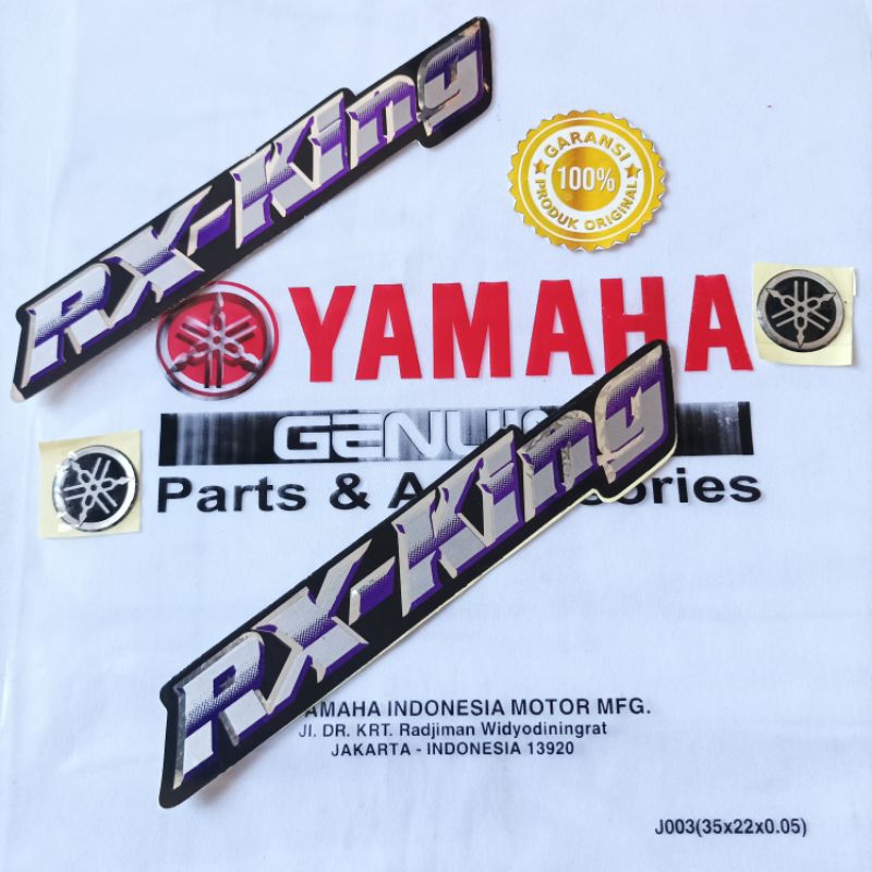 stiker emblem Yamaha RX king warna ungu dan emblem silicon Yamaha original