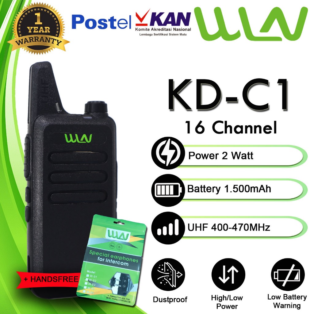 PAKET HANDSFREE STANDART HT WLN KD-C1 (HITAM,MERAH,PUTIH) - 1 Pcs