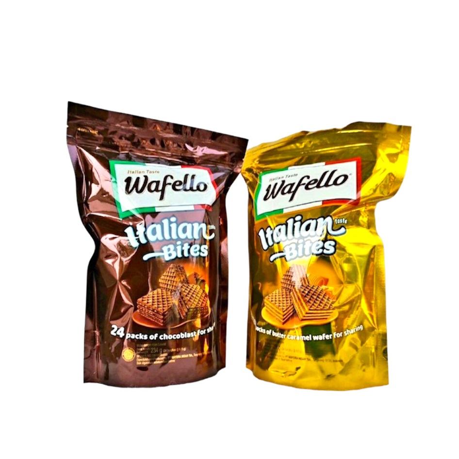 

NEW !! ROMA WAFELLO BITES CHOCO 234GR / CARAMEL 228gr / 6pouch /CTN