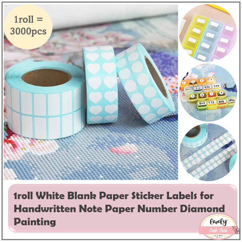 

LovelyCraftStore | 1Roll Blank Paper Sticker Labels for Handwritten Note Paper Number Diamond Painting, Label Sticker Penyimpanan Klasifikasi Manik-Manik Diamond